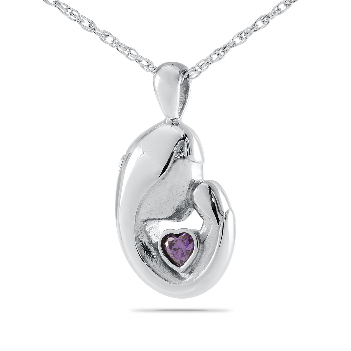Mother's Love Purple Stone Silver Keepsake