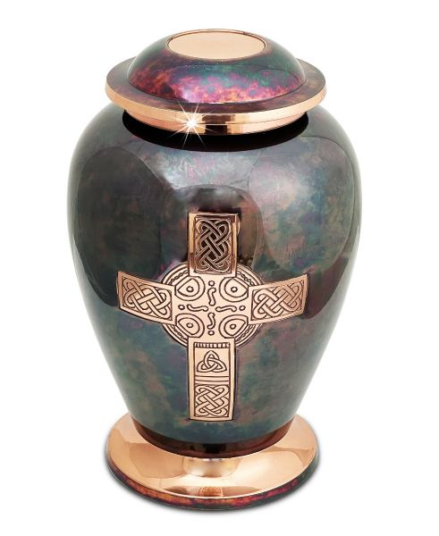 Gleaming Cross Brass Urn